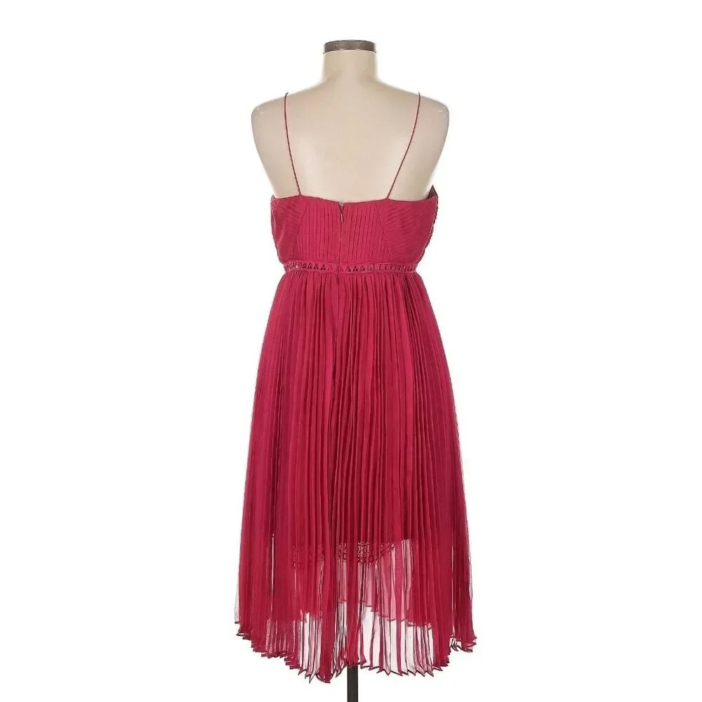 Self-Portrait Pleated Chiffon Cocktail Dress ASO Dynasty - Picture 7 of 11